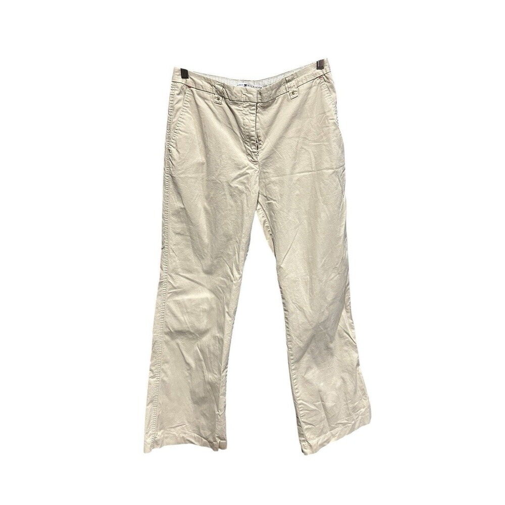 Tommy Hilfiger Vintage Khaki Pants Size 8 Wide Straight Leg Womens Flap Pockets